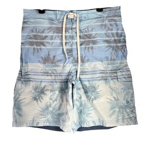 Speedo Board Shorts Mens L Blue Palm Tree Swim Trunks Resortcore Beachcore Style
